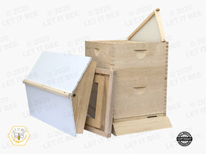 10 Frame Complete Hive Kit 9 5/8" W/ Ventilated Gable Telescoping Cover  - Wood Frames