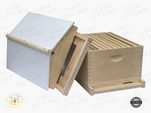 Load image into Gallery viewer, Complete 10 Frame 9 5/8" (Deep) Hive Kit W/ Gable Ventilated Telescoping Cover- Wood Frames