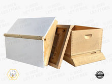 Load image into Gallery viewer, Complete 10 Frame 9 5/8" (Deep) Hive Kit W/ Gable Ventilated Telescoping Cover- Wood Frames