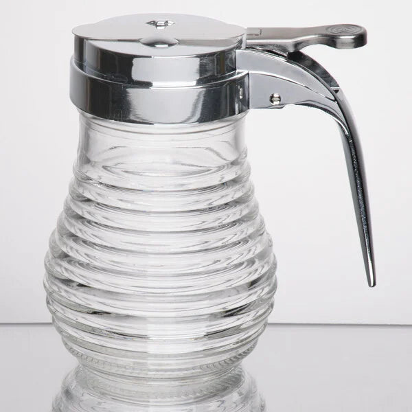 6 oz. Beehive Glass Honey Dispenser with Chrome Plated Top
