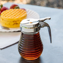 Load image into Gallery viewer, 6 oz. Beehive Glass Honey Dispenser with Chrome Plated Top
