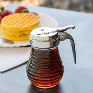 6 oz. Beehive Glass Honey Dispenser with Chrome Plated Top