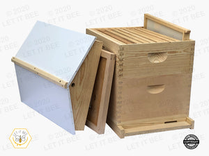 10 Frame Complete Hive Kit Combo w/ Gable Ventilated Telescoping Cover  - Wood Frames