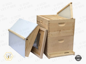 10 Frame Complete Hive Kit 9 5/8" W/ Ventilated Gable Telescoping Cover  - Wood Frames