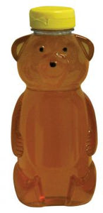 1 1/2 lb (24 oz) PETE Plastic Bears - With Yellow Flip Top Lids - 12 pack
